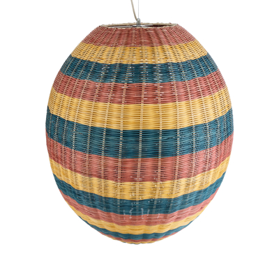 GloboStar® CABALLEROS 02066 Boho Κρεμαστό Φωτιστικό Πλέγμα Μονόφωτο 1 x E27 IP20 Πολύχρωμο Ξύλο - Μ70 x Π70 x Υ80cm