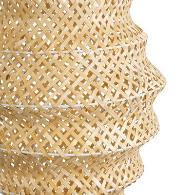 GloboStar® MAUI 02114 Boho Κρεμαστό Φωτιστικό Πλέγμα Μονόφωτο 1 x E27 IP20 Μπεζ Ξύλο - Μ30 x Π30 x Y77cm