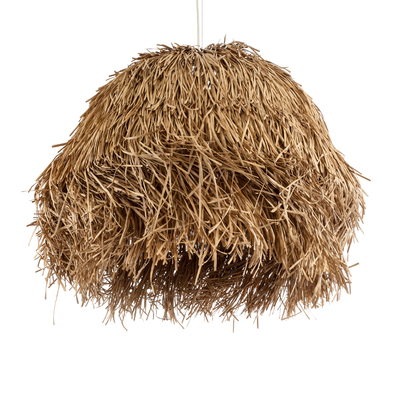 GloboStar® GUADELOUPE 02158 Boho Κρεμαστό Φωτιστικό Πλέγμα Μονόφωτο 1 x E27 IP20 Μπεζ Ράφια - Μ80 x Π80 x Υ60cm