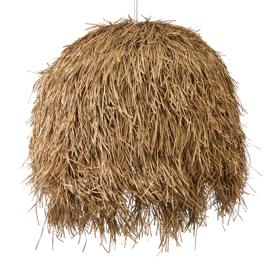 GloboStar® GUADELOUPE 02159 Boho Κρεμαστό Φωτιστικό Πλέγμα Μονόφωτο 1 x E27 IP20 Μπεζ Ράφια - Μ120 x Π120 x Υ100cm