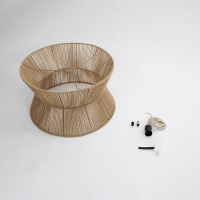 GloboStar® BISBEE 02204 Boho Κρεμαστό Φωτιστικό Πλέγμα Μονόφωτο 1 x E27 IP20 Μπεζ Σχοινί - Μ50 x Π50 x Υ28cm