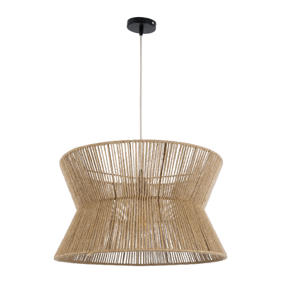 GloboStar® BISBEE 02204 Boho Κρεμαστό Φωτιστικό Πλέγμα Μονόφωτο 1 x E27 IP20 Μπεζ Σχοινί - Μ50 x Π50 x Υ28cm