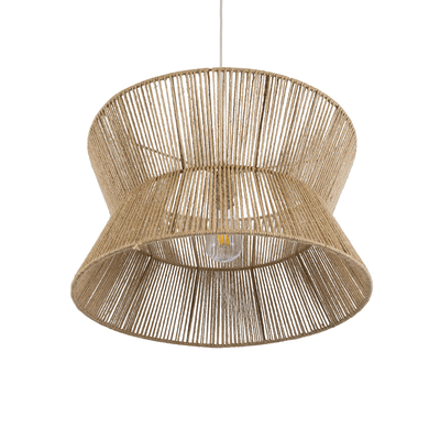 GloboStar® BISBEE 02204 Boho Κρεμαστό Φωτιστικό Πλέγμα Μονόφωτο 1 x E27 IP20 Μπεζ Σχοινί - Μ50 x Π50 x Υ28cm