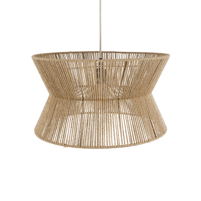 GloboStar® BISBEE 02204 Boho Κρεμαστό Φωτιστικό Πλέγμα Μονόφωτο 1 x E27 IP20 Μπεζ Σχοινί - Μ50 x Π50 x Υ28cm