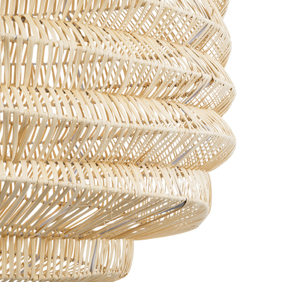 GloboStar® OREGON 02207 Boho Κρεμαστό Φωτιστικό Πλέγμα Μονόφωτο 1 x E27 IP20 Μπεζ Ξύλο - Μ80 x Π80 x Υ65cm