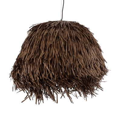 GloboStar® GUADELOUPE 02294 Boho Κρεμαστό Φωτιστικό Πλέγμα Μονόφωτο 1 x E27 IP20 Καφέ Ράφια - Μ80 x Π80 x Υ60cm