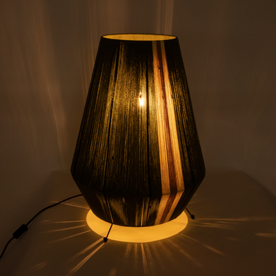 GloboStar® SALERNO 02332 Boho Επιδαπέδιο Φωτιστικό Μονόφωτο 1 x E27 IP20 Πράσινο, Μπεζ και Καφέ Νήμα - Μ50 x Π50 x Υ70cm