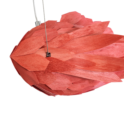 GloboStar® GOURAMI 02360 Μοντέρνο Κρεμαστό Φωτιστικό Φιγούρα Μονόφωτο 1 x E27 IP20 Κόκκινο Ξύλο - Μ70 x Π40 x Υ27cm