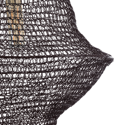 GloboStar® KENTUCKY 01872 Vintage Κρεμαστό Φωτιστικό Πλέγμα Μονόφωτο 1 x E27 IP20 Καφέ Μέταλλο - Μ35 x Π35 x Υ60cm