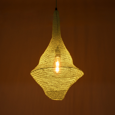 GloboStar® KENTUCKY 01873 Vintage Κρεμαστό Φωτιστικό Πλέγμα Μονόφωτο 1 x E27 IP20 Τιρκουάζ Μέταλλο - Μ35 x Π35 x Υ60cm