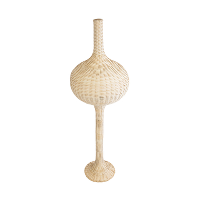 GloboStar® ALADDIN 02051 Boho Επιδαπέδιο Φωτιστικό Μονόφωτο 1 x E27 IP20 Μπεζ Ξύλο - Μ50 x Π50 x Υ150cm