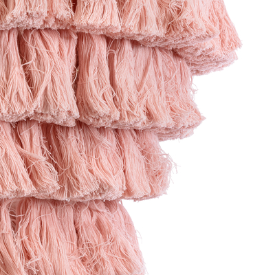 GloboStar® MISSOULA 02090 Boho Κρεμαστό Φωτιστικό Σχοινί Μονόφωτο 1 x E27 IP20 Ροζ Ύφασμα με Χρυσό Μέταλλο - Μ60 x Π60 x Υ40cm