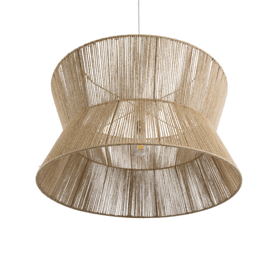 GloboStar® BISBEE 02205 Boho Κρεμαστό Φωτιστικό Πλέγμα Μονόφωτο 1 x E27 IP20 Μπεζ Σχοινί - Μ80 x Π80 x Υ48cm