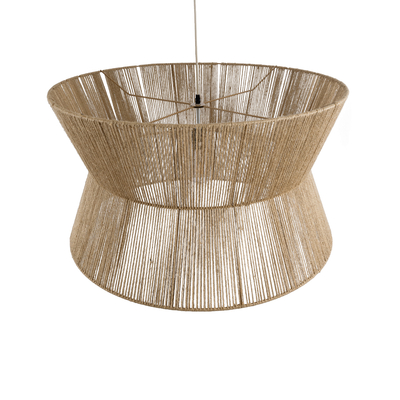 GloboStar® BISBEE 02205 Boho Κρεμαστό Φωτιστικό Πλέγμα Μονόφωτο 1 x E27 IP20 Μπεζ Σχοινί - Μ80 x Π80 x Υ48cm