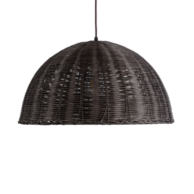 GloboStar® MONTANA 02381 Boho Κρεμαστό Φωτιστικό Καμπάνα Μονόφωτο 1 x E27 IP20 Καφέ Ξύλο - Μ50 x Π50 x Υ25cm