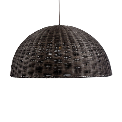 GloboStar® MONTANA 02382 Boho Κρεμαστό Φωτιστικό Καμπάνα Μονόφωτο 1 x E27 IP20 Καφέ Ξύλο - Μ80 x Π80 x Υ40cm