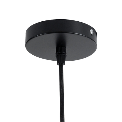 GloboStar® MONTANA 02383 Boho Κρεμαστό Φωτιστικό Καμπάνα Μονόφωτο 1 x E27 IP20 Μαύρο Ξύλο - Μ50 x Π50 x Υ25cm