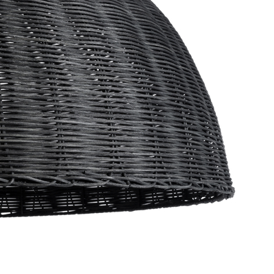 GloboStar® MONTANA 02384 Boho Κρεμαστό Φωτιστικό Καμπάνα Μονόφωτο 1 x E27 IP20 Μαύρο Ξύλο - Μ80 x Π80 x Υ40cm