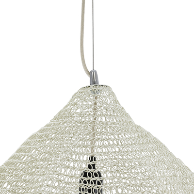 GloboStar® KENTUCKY 01865 Vintage Κρεμαστό Φωτιστικό Πλέγμα Μονόφωτο 1 x E27 IP20 Μπεζ Μέταλλο - Μ60 x Π60 x Υ50cm