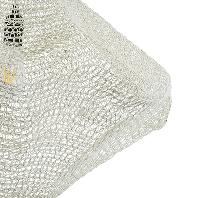 GloboStar® KENTUCKY 01865 Vintage Κρεμαστό Φωτιστικό Πλέγμα Μονόφωτο 1 x E27 IP20 Μπεζ Μέταλλο - Μ60 x Π60 x Υ50cm