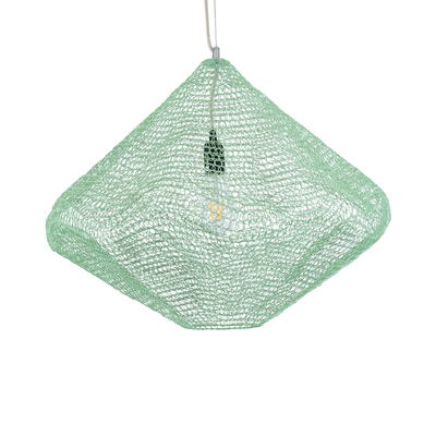 GloboStar® KENTUCKY 01866 Vintage Κρεμαστό Φωτιστικό Πλέγμα Μονόφωτο 1 x E27 IP20 Τιρκουάζ Μέταλλο - Μ60 x Π60 x Υ50cm