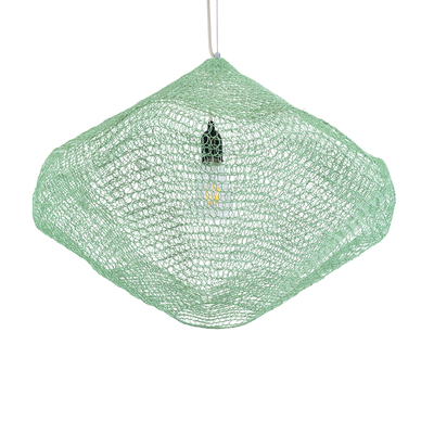 GloboStar® KENTUCKY 01866 Vintage Κρεμαστό Φωτιστικό Πλέγμα Μονόφωτο 1 x E27 IP20 Τιρκουάζ Μέταλλο - Μ60 x Π60 x Υ50cm