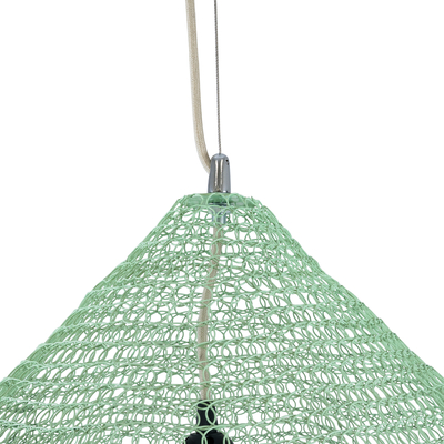 GloboStar® KENTUCKY 01866 Vintage Κρεμαστό Φωτιστικό Πλέγμα Μονόφωτο 1 x E27 IP20 Τιρκουάζ Μέταλλο - Μ60 x Π60 x Υ50cm