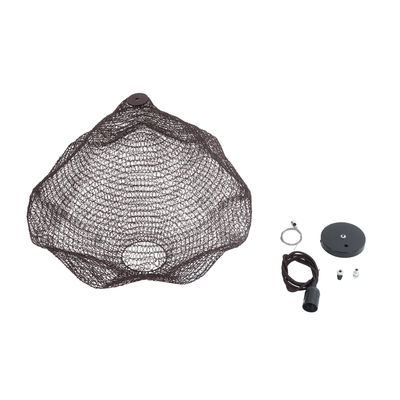 GloboStar® KENTUCKY 01867 Vintage Κρεμαστό Φωτιστικό Πλέγμα Μονόφωτο 1 x E27 IP20 Καφέ Μέταλλο - Μ60 x Π60 x Υ50cm