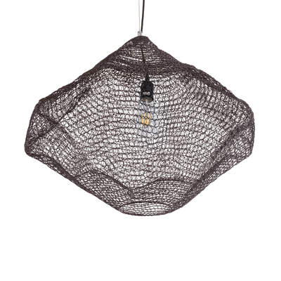 GloboStar® KENTUCKY 01867 Vintage Κρεμαστό Φωτιστικό Πλέγμα Μονόφωτο 1 x E27 IP20 Καφέ Μέταλλο - Μ60 x Π60 x Υ50cm