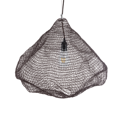 GloboStar® KENTUCKY 01867 Vintage Κρεμαστό Φωτιστικό Πλέγμα Μονόφωτο 1 x E27 IP20 Καφέ Μέταλλο - Μ60 x Π60 x Υ50cm