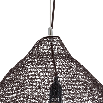 GloboStar® KENTUCKY 01867 Vintage Κρεμαστό Φωτιστικό Πλέγμα Μονόφωτο 1 x E27 IP20 Καφέ Μέταλλο - Μ60 x Π60 x Υ50cm