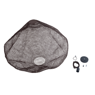 GloboStar® KENTUCKY 01869 Vintage Κρεμαστό Φωτιστικό Πλέγμα Μονόφωτο 1 x E27 IP20 Καφέ Μέταλλο - Μ90 x Π90 x Υ70cm