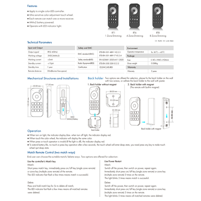GloboStar® 73121 RT8 SKYDANCE Ασύρματο Χειριστήριο Αφής RF 2.4Ghz 8 Group για όλα τα Μονόχρωμα SKYDANCE Controller DC 3V 2 x AAA - IP20 Μ12.2 x Π5.3 x Υ1.7cm - 5 Χρόνια Εγγύηση