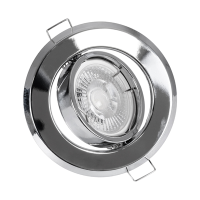 GloboStar® DELTA 77817 Χωνευτό Κινούμενο Στρόγγυλο Σποτ Οροφής για Λάμπα MR16 με Βάση GU5.3 ή GU10 - IP20 - Μεταλλικό - Φ92 x Υ28mm - Χρώμιο Νίκελ - 5 Χρόνια Εγγύηση