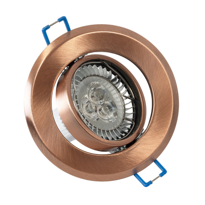 GloboStar® DELTA 77819 Χωνευτό Κινούμενο Στρόγγυλο Σποτ Οροφής για Λάμπα MR16 με Βάση GU5.3 ή GU10 - IP20 - Μεταλλικό - Φ92 x Υ28mm - Χάλκινο - 5 Χρόνια Εγγύηση