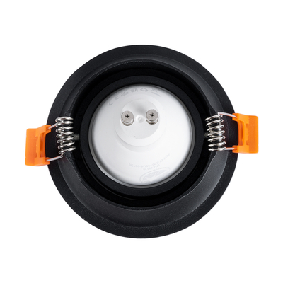 GloboStar® ALPHA 77831 Χωνευτό Κινούμενο Στρόγγυλο Σποτ Οροφής για Λάμπα MR16/GU10 - IP20 - Χυτό Αλουμίνιο - Φ9.4 x Υ4.2cm - Μαύρο - 5 Χρόνια Εγγύηση