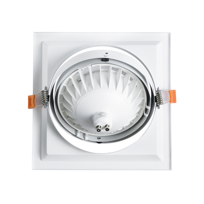 GloboStar® VITA 77852 Χωνευτό Κινούμενο Τετράγωνο Σποτ Οροφής για Λάμπα AR111 - IP20 - Χυτό Αλουμίνιο - Μ18 x Π18 x Υ4.5cm - Λευκό - 5 Χρόνια Εγγύηση