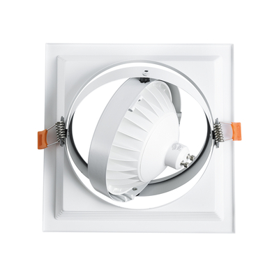 GloboStar® VITA 77852 Χωνευτό Κινούμενο Τετράγωνο Σποτ Οροφής για Λάμπα AR111 - IP20 - Χυτό Αλουμίνιο - Μ18 x Π18 x Υ4.5cm - Λευκό - 5 Χρόνια Εγγύηση