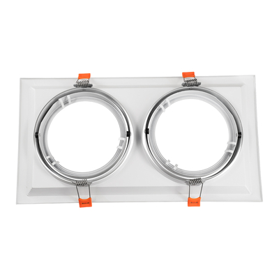 GloboStar® VITA 77854 Χωνευτό Κινούμενο Διπλό Τετράγωνο Σποτ Οροφής για Λάμπα AR111 - IP20 - Χυτό Αλουμίνιο - M33.5 x Π17.5 x Y5.5cm - Λευκό - 5 Χρόνια Εγγύηση