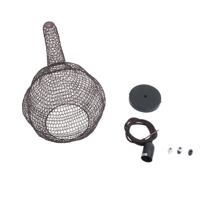 GloboStar® KENTUCKY 01881 Vintage Κρεμαστό Φωτιστικό Πλέγμα Μονόφωτο 1 x E27 IP20 Καφέ Μέταλλο - Μ30 x Π30 x Υ50cm