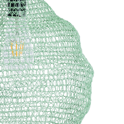 GloboStar® KENTUCKY 01882 Vintage Κρεμαστό Φωτιστικό Πλέγμα Μονόφωτο 1 x E27 IP20 Τιρκουάζ Μέταλλο - Μ30 x Π30 x Υ50cm