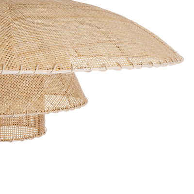 GloboStar® ZORA 02139 Boho Κρεμαστό Φωτιστικό Καμπάνα Μονόφωτο 1 x E27 IP20 Μπεζ Ύφασμα - Μ80 x Π80 x Υ32cm