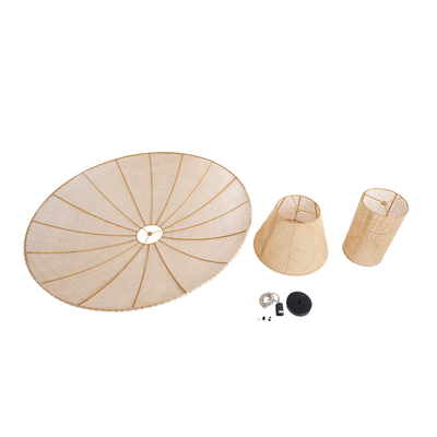 GloboStar® ZORA 02140 Boho Κρεμαστό Φωτιστικό Καμπάνα Μονόφωτο 1 x E27 IP20 Μπεζ Ύφασμα - Μ120 x Π120 x Υ40cm