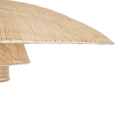 GloboStar® ZORA 02140 Boho Κρεμαστό Φωτιστικό Καμπάνα Μονόφωτο 1 x E27 IP20 Μπεζ Ύφασμα - Μ120 x Π120 x Υ40cm