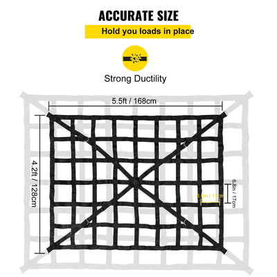 Δίχτυ φορτίου κρεβατιού φορτηγού - Δίχτυ φορτηγού φορτηγού με χιαστί ιμάντα με γάντζο D-Rings