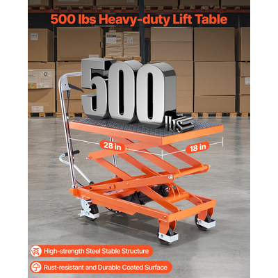 VEVOR 120 cm Hydraulic Lift Table Double Scissor Lift Cart 226,8 kg Αντιολισθητικό μαξιλαράκι