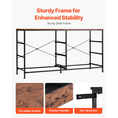 VEVOR 6 Συρταριέρα Ντουλάπα συρταριέρα Βάση τηλεόρασης με ατσάλινο σκελετό Ρουστίκ καφέ