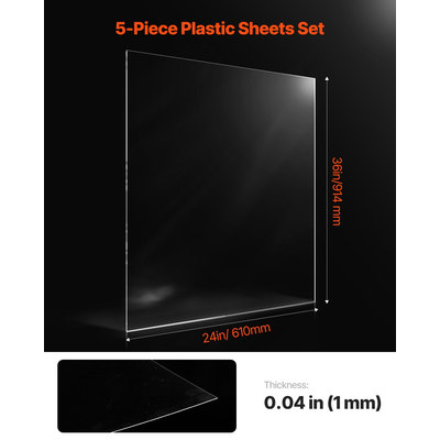 Φύλλα VEVOR 5 συσκευασιών PET/Plexiglass 24 x 36 ιντσών Πλαστικά φύλλα πάχους 0,04 ιντσών