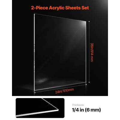 VEVOR 2-pack Plexiglass Ακρυλικά φύλλα 24 x 36 ιντσών Πλαστικά φύλλα 1/4 σε πάχος