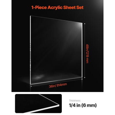 VEVOR 1-pack Plexiglass Ακρυλικό φύλλο 36 x 48 ιντσών Πλαστικό φύλλο πάχους 1/4 ίντσας